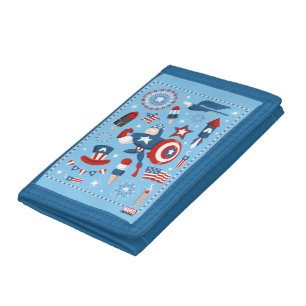 Captain America 4th of July Collage Tri-fold Wallet