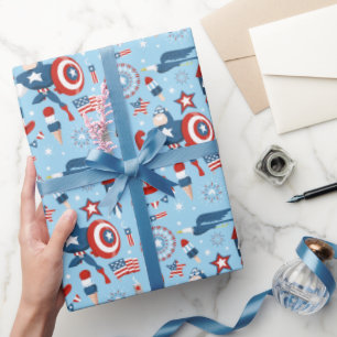 Captain America 4th of July Collage Wrapping Paper