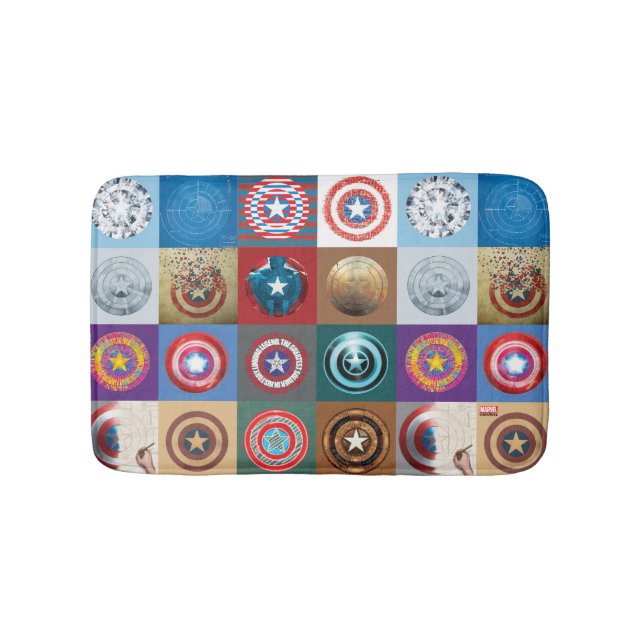 Captain America 75th Anniversary Shield Patchwork Bathroom Mat (Front)