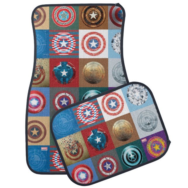 Captain America 75th Anniversary Shield Patchwork Car Mat (Set)