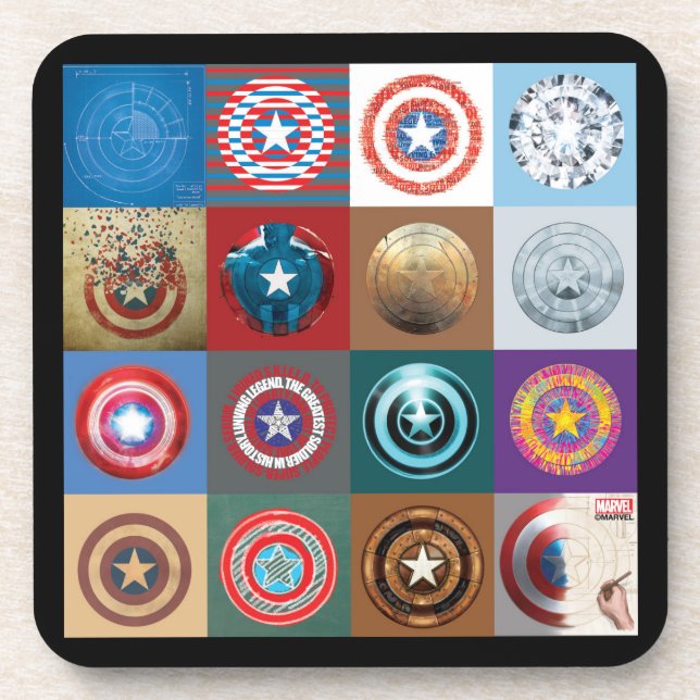 Captain America 75th Anniversary Shield Patchwork Drink Coaster (Front)