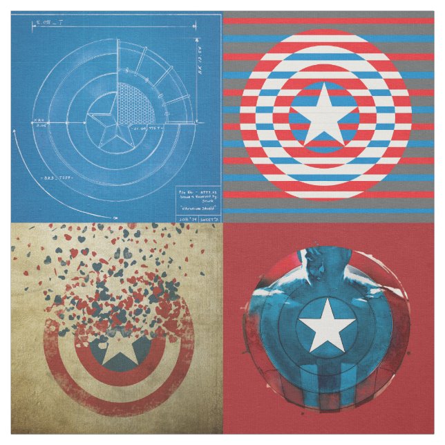Captain America 75th Anniversary Shield Patchwork Fabric (Swatch)