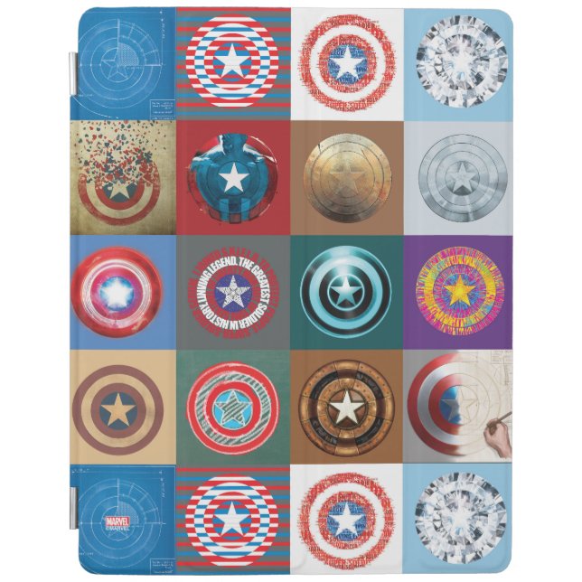 Captain America 75th Anniversary Shield Patchwork iPad Smart Cover (Front)