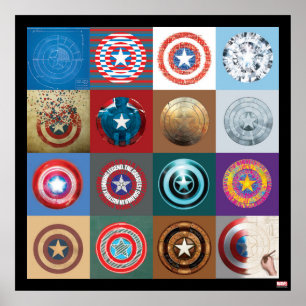 Captain America 75th Anniversary Shield Patchwork Poster