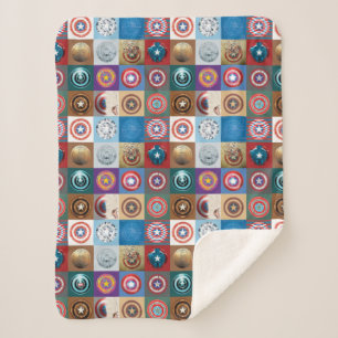 Captain America 75th Anniversary Shield Patchwork Sherpa Blanket