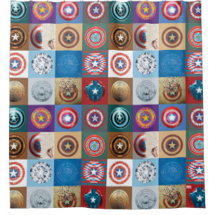 Captain America 75th Anniversary Shield Patchwork Shower Curtain