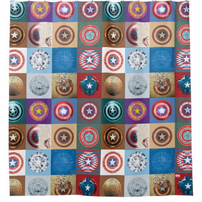 Captain America 75th Anniversary Shield Patchwork Shower Curtain (Front)