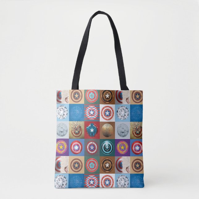 Captain America 75th Anniversary Shield Patchwork Tote Bag (Front)