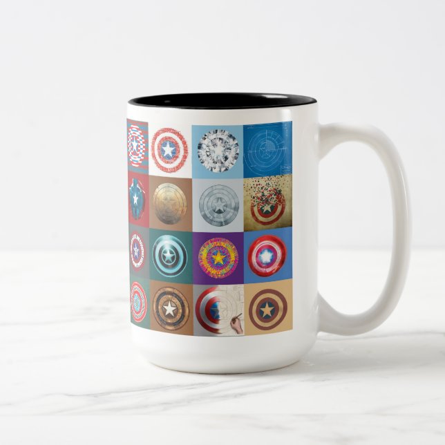 Captain America 75th Anniversary Shield Patchwork Two-Tone Coffee Mug (Right)