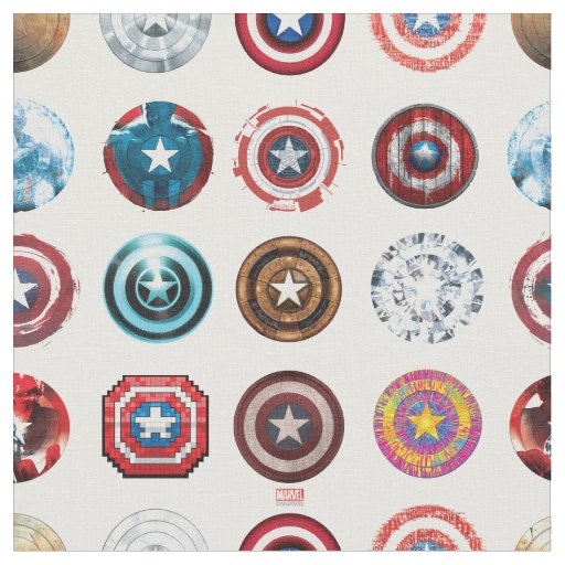 Captain America 75th Anniversary Shield Pattern Fabric | Zazzle