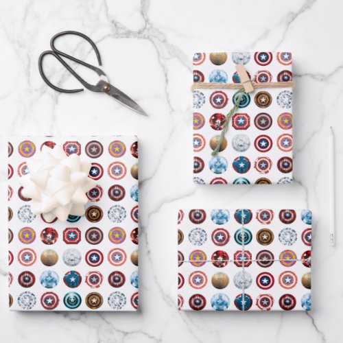 Captain America 75th Anniversary Shield Pattern Wrapping Paper Sheets
