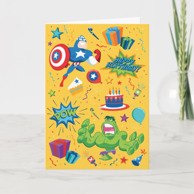 Captain America and Hulk Birthday Celebration Card (Front)