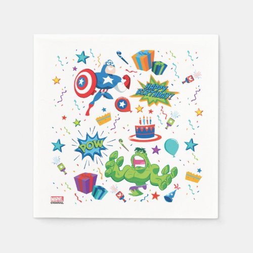 Captain America and Hulk Birthday Celebration Napkins