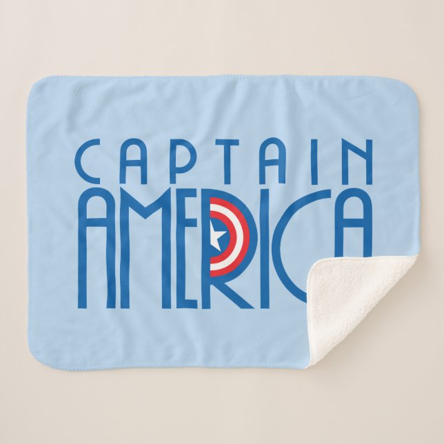 Captain America Art Deco Name Sherpa Blanket (Front (Horizontal))