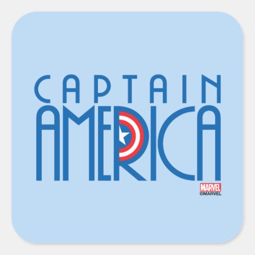 Captain America Art Deco Name Square Sticker