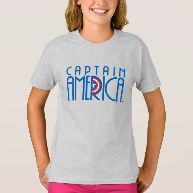 Captain America Art Deco Name T-Shirt (Front)