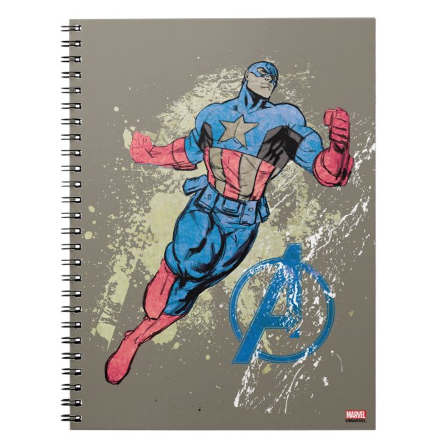 Captain America Avenger Grunge Graphic Notebook (Front)