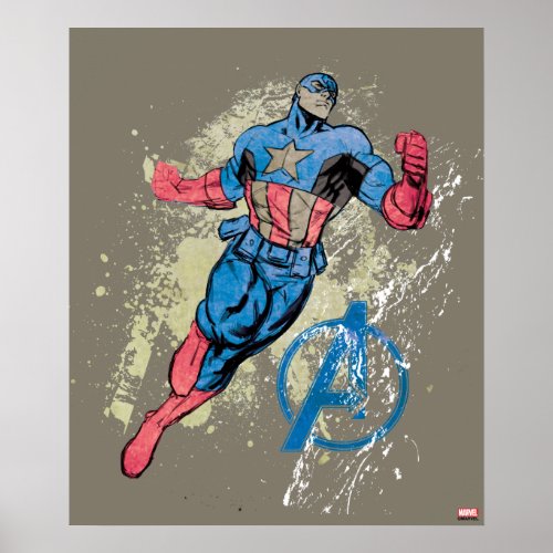 Captain America Avenger Grunge Graphic Poster
