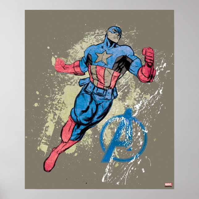 Captain America Avenger Grunge Graphic Poster (Front)