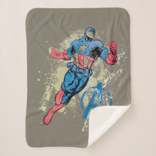 Captain America Avenger Grunge Graphic Sherpa Blanket