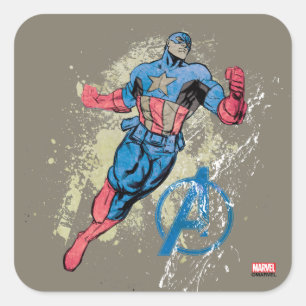Captain America Avenger Grunge Graphic Square Sticker