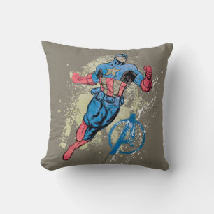 Captain America Avenger Grunge Graphic Throw Pillow