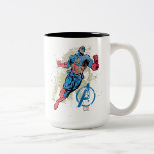 Captain America Avenger Grunge Graphic Two-Tone Coffee Mug