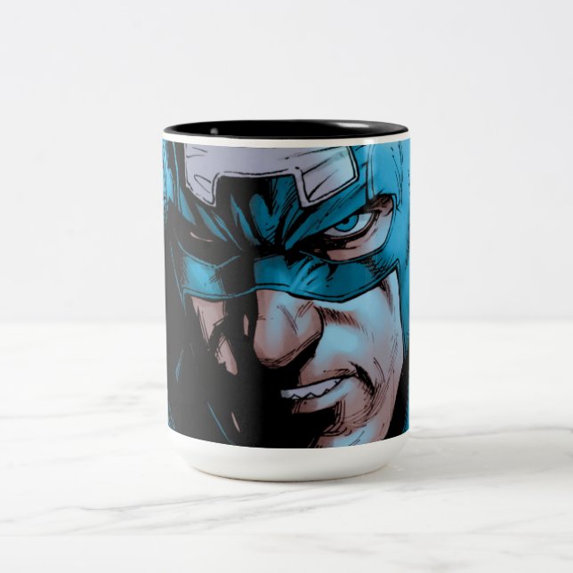 Captain America Avengers Comic Panel Two-Tone Coffee Mug (Center)
