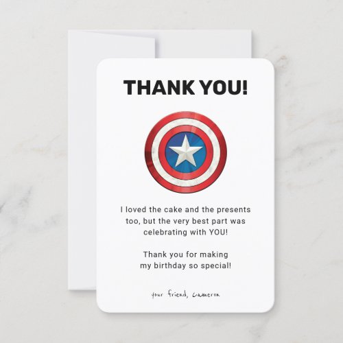 Captain America Birthday Thank You Invitation