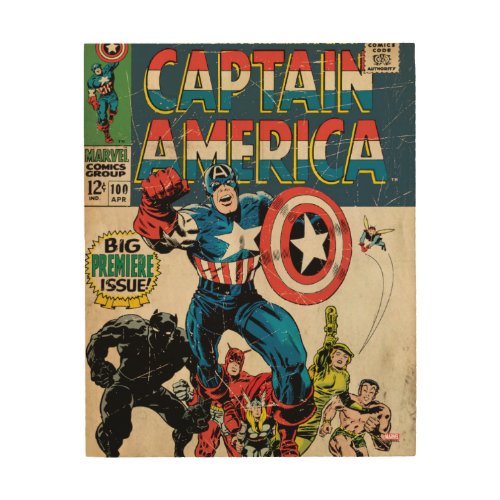 Captain America Comic 100 Wood Wall Art