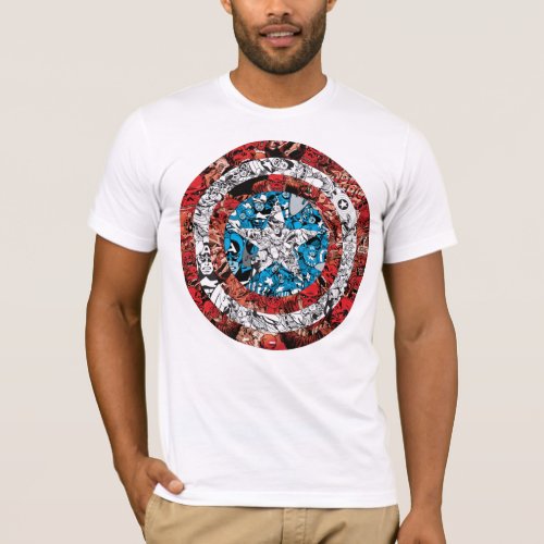 Captain America Comic Patterned Shield T_Shirt
