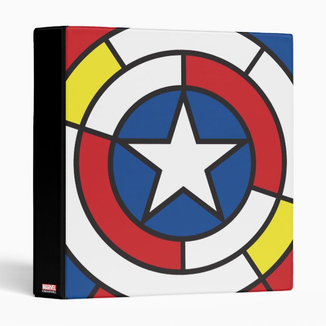 Captain America De Stijl Abstract Shield 3 Ring Binder (Front/Spine)