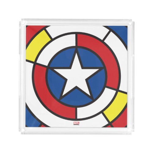 Captain America De Stijl Abstract Shield Acrylic Tray
