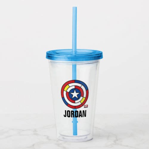 Captain America De Stijl Abstract Shield Acrylic Tumbler