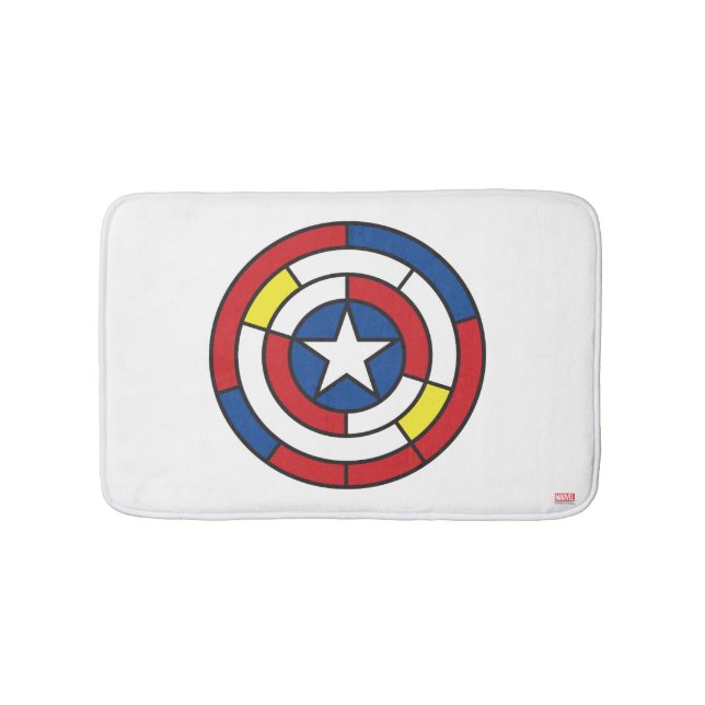 Captain America De Stijl Abstract Shield Bathroom Mat (Front)