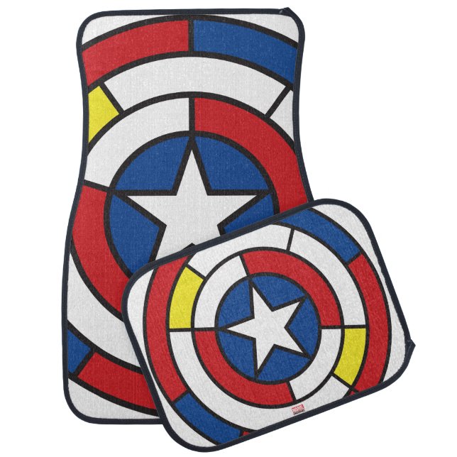 Captain America De Stijl Abstract Shield Car Mat (Set)