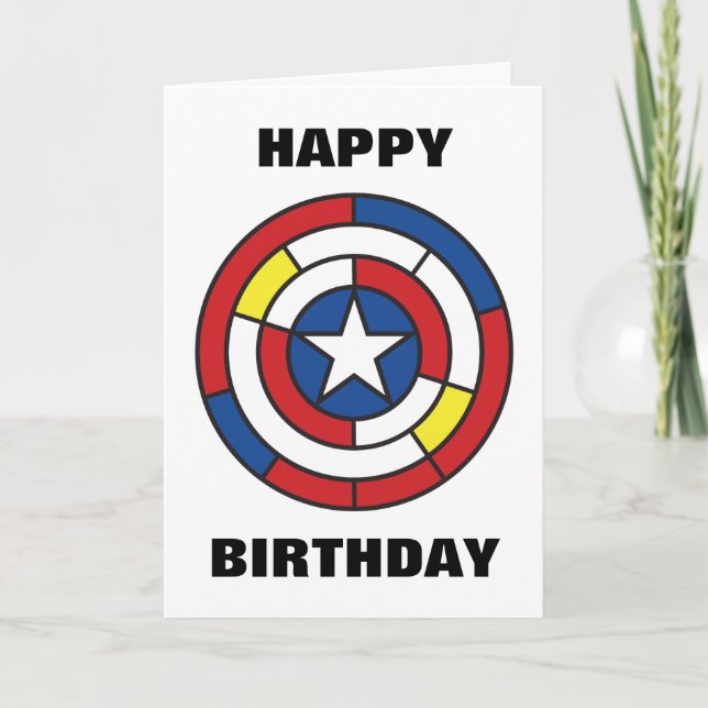 Captain America De Stijl Abstract Shield Card (Front)