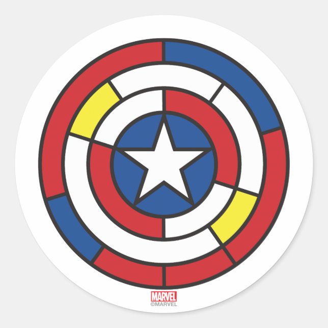 Captain America De Stijl Abstract Shield Classic Round Sticker (Front)