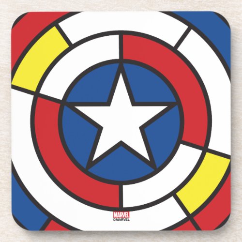 Captain America De Stijl Abstract Shield Coaster