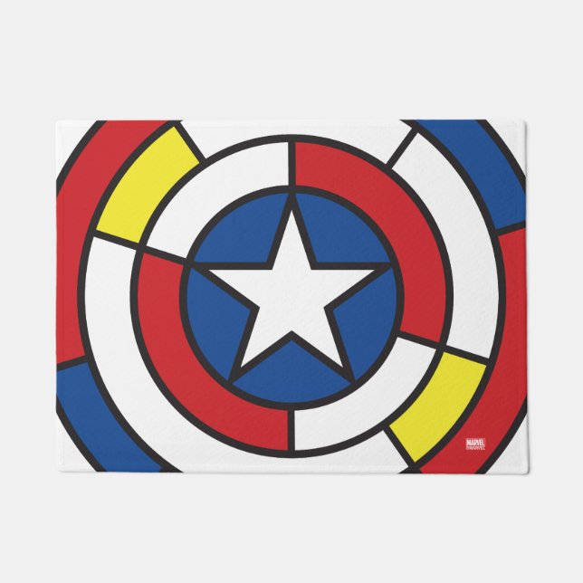 Captain America De Stijl Abstract Shield Doormat (Front)