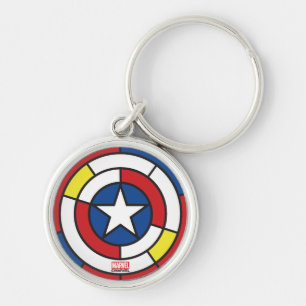Captain America De Stijl Abstract Shield Keychain