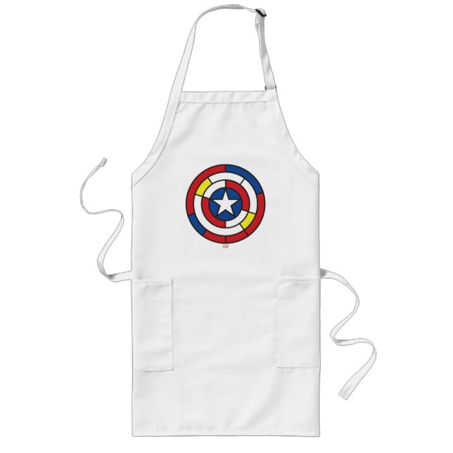 Captain America De Stijl Abstract Shield Long Apron (Front)