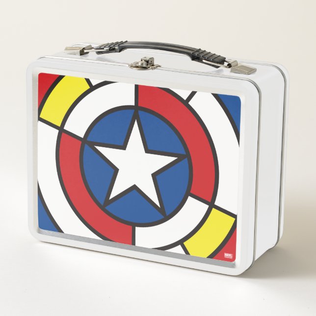 Captain America De Stijl Abstract Shield Metal Lunch Box (Front)