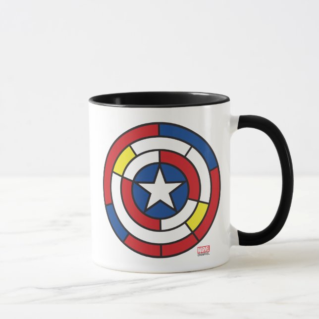 Captain America De Stijl Abstract Shield Mug (Right)