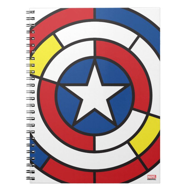 Captain America De Stijl Abstract Shield Notebook (Front)