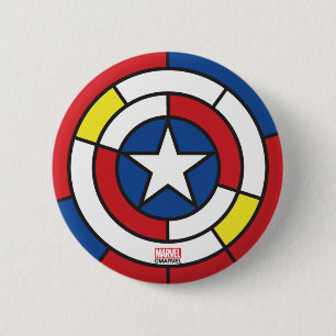 Captain America De Stijl Abstract Shield Pinback Button
