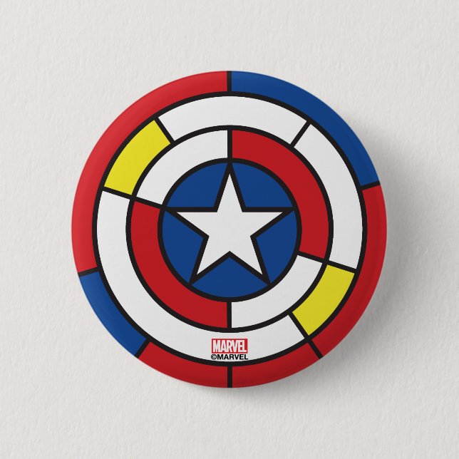 Captain America De Stijl Abstract Shield Pinback Button (Front)