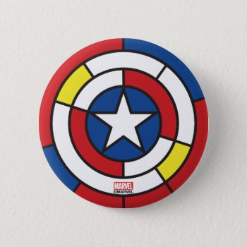 Captain America De Stijl Abstract Shield Pinback Button by avengersclassics at Zazzle