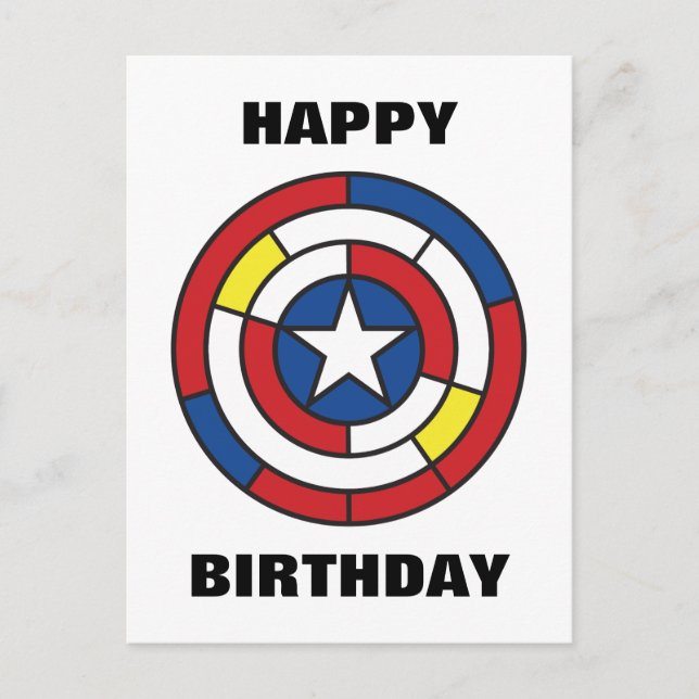 Captain America De Stijl Abstract Shield Postcard (Front)