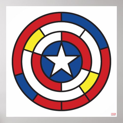 Captain America De Stijl Abstract Shield Poster